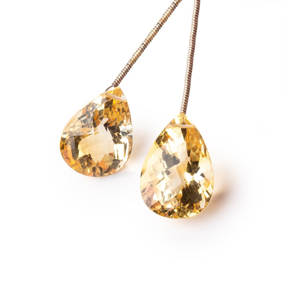 19-20mm Citrine Faceted Pear Focal Set of 2 Beads