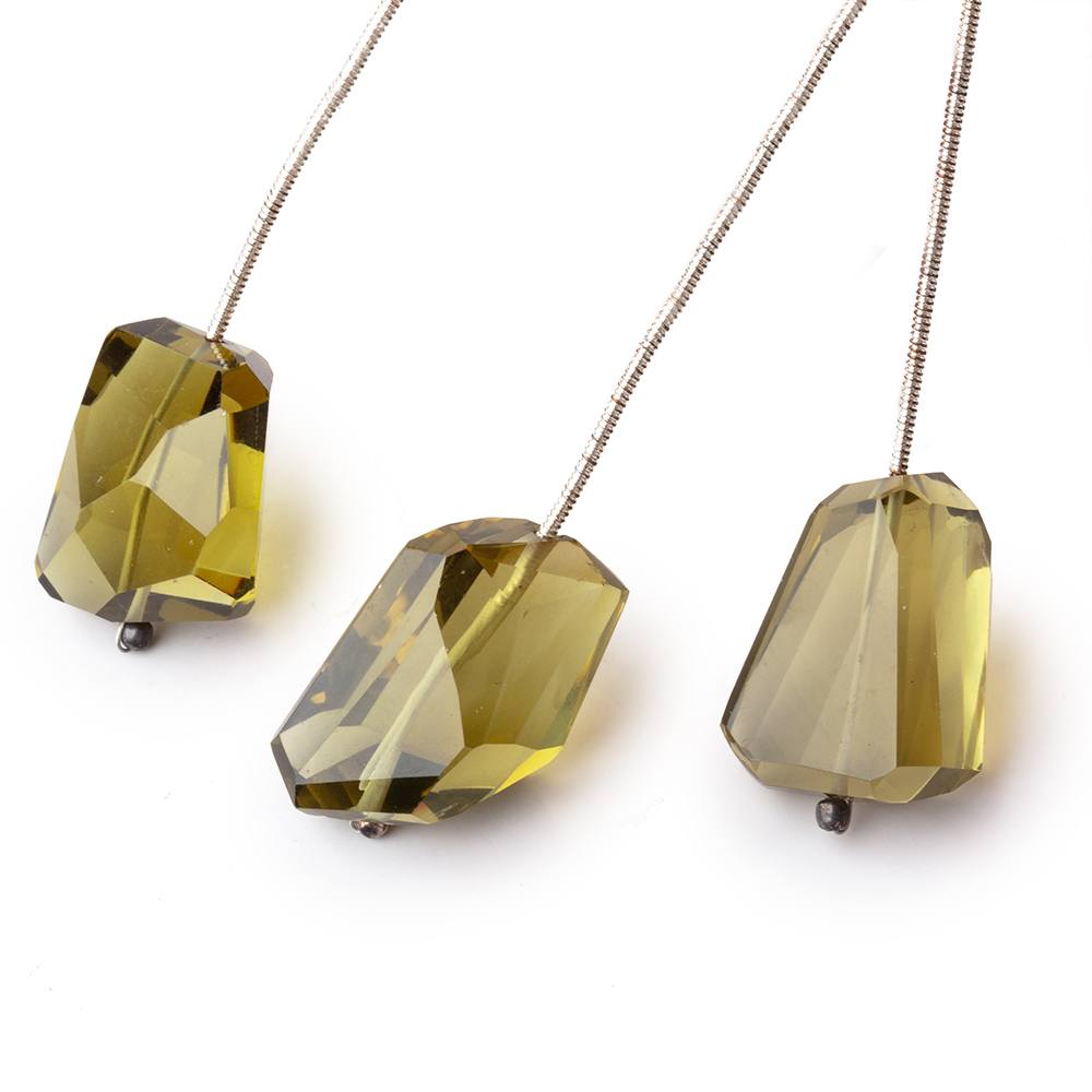 19-20mm Olive Green Quartz Faceted Nugget 1 Focal Bead