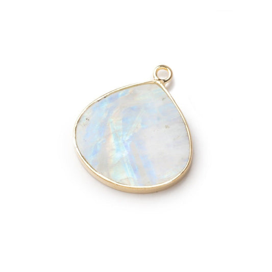 19-20mm Vermeil Bezel Rainbow Moonstone Flat Heart Pendant 1 piece