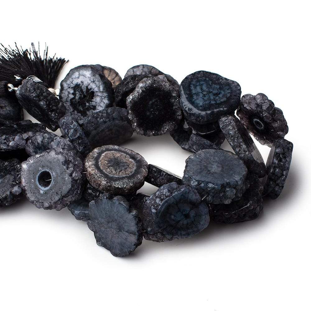 19-21mm Blue Black Solar Quartz Straight Drilled Slice Beads 8 inch 8pieces