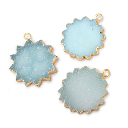 19-21mm Gold Leafed Blue Drusy Star Burst Pendant 1 focal piece