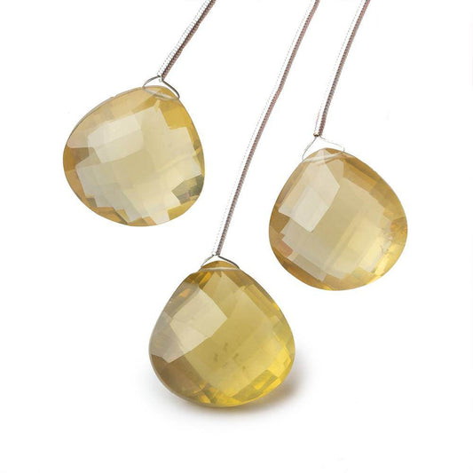 19-21mm Honey Quartz Faceted Heart Focal Beads Set of 3