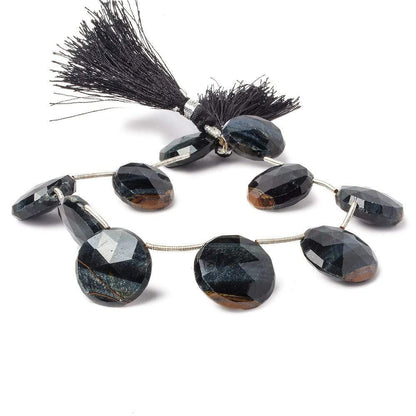 19-22mm Hawk's Eye Faceted Coin 9 inch 10 pieces