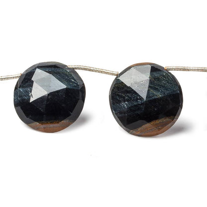 19-22mm Hawk's Eye Faceted Coin 9 inch 10 pieces