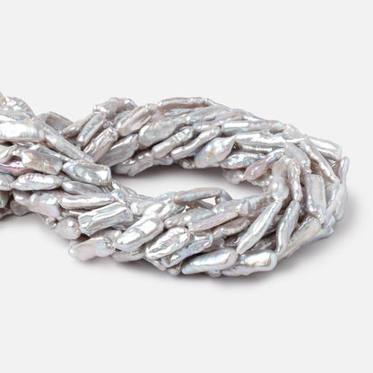 19-23mm Silver Straight Drill Biwa Freshwater Pearls 16 inch 19 Beads