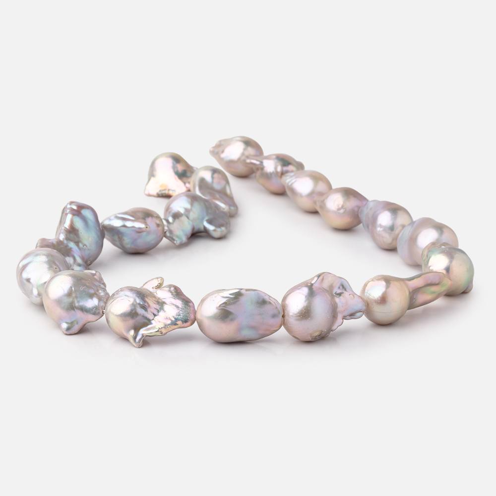 19-32mm Lilac Silver Ultra Baroque Freshwater Pearls 16.5 inch 18 Beads AA