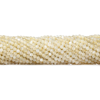 3mm Cream Moonstone microfaceted round beads 13 inch 100 pieces