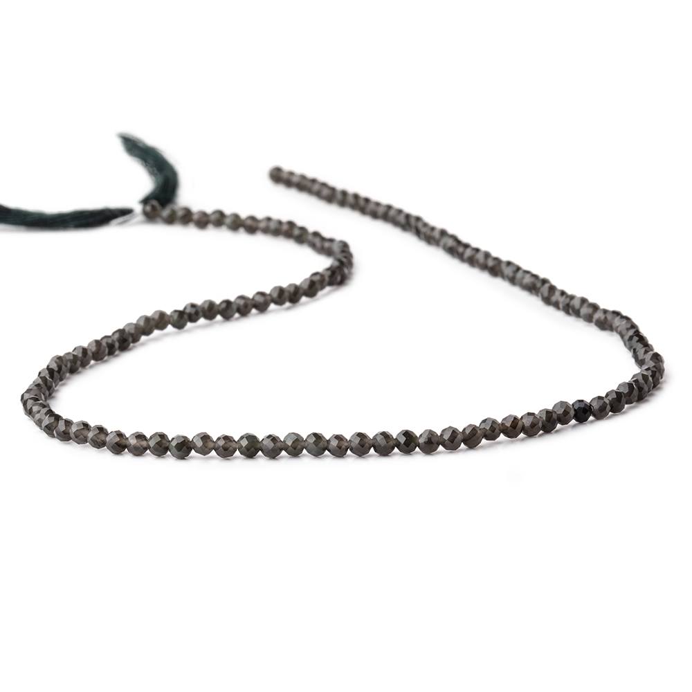 3mm Dark Platinum Grey Moonstone Micro Faceted round beads 13 inch 120 pieces A