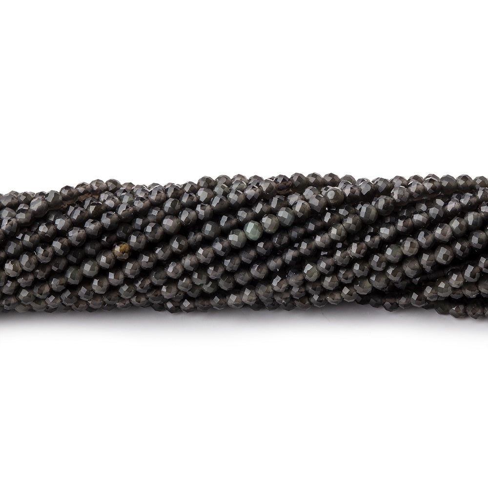 2mm Dark Platinum Grey Moonstone Micro Faceted round beads 13 inch 175 pieces A