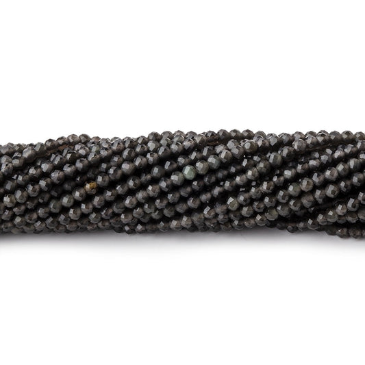 2mm Dark Platinum Grey Moonstone Micro Faceted round beads 13 inch 175 pieces A