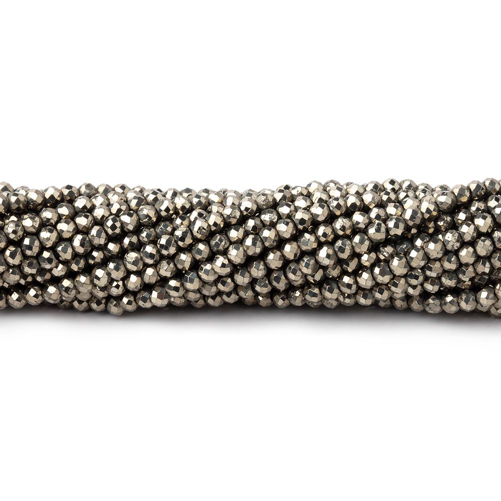 2mm Golden Pyrite microfaceted round beads 13 inch 155 pieces