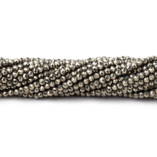 2mm Golden Pyrite microfaceted round beads 13 inch 155 pieces