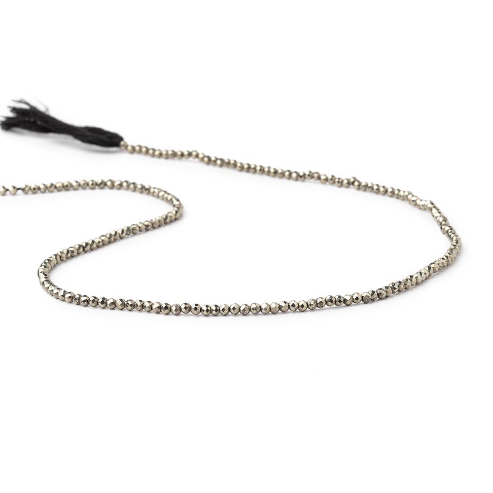 2mm Golden Pyrite microfaceted round beads 13 inch 155 pieces