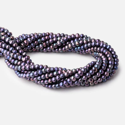 5-6mm Violet Peacock Off Round 2.5mm Large Hole Freshwater Pearl 85 pieces