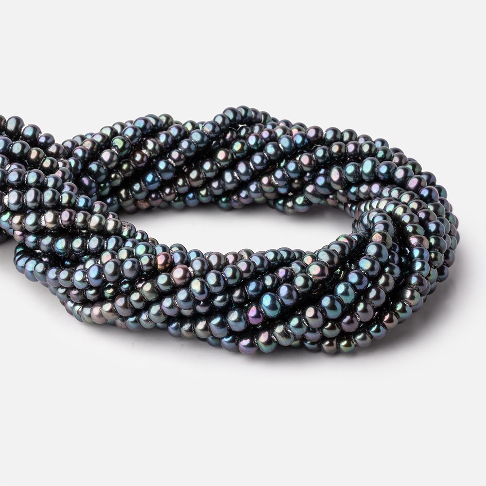 5-6mm Blue Peacock Off Round 2.5mm Large Hole Pearls 95 Beads