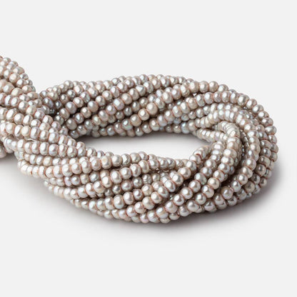 6x5mm Venetian Silver Off Round 2.5mm Large Hole Freshwater Pearl 85 Beads