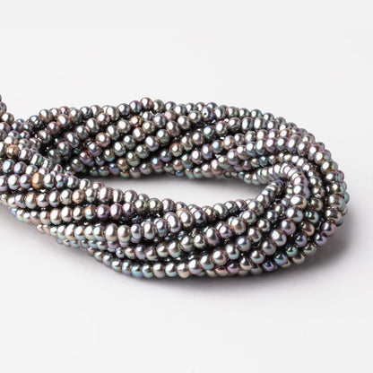 5-6mm Pistachio Silver Off Round 2.5mm Large Hole Pearls 95 Beads