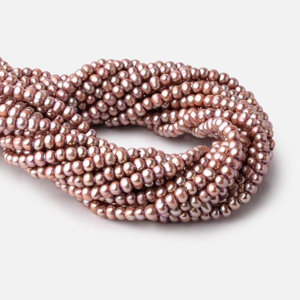 5-6mm Tea Rose Off Round 2.5mm Large Hole Pearls 95 Beads