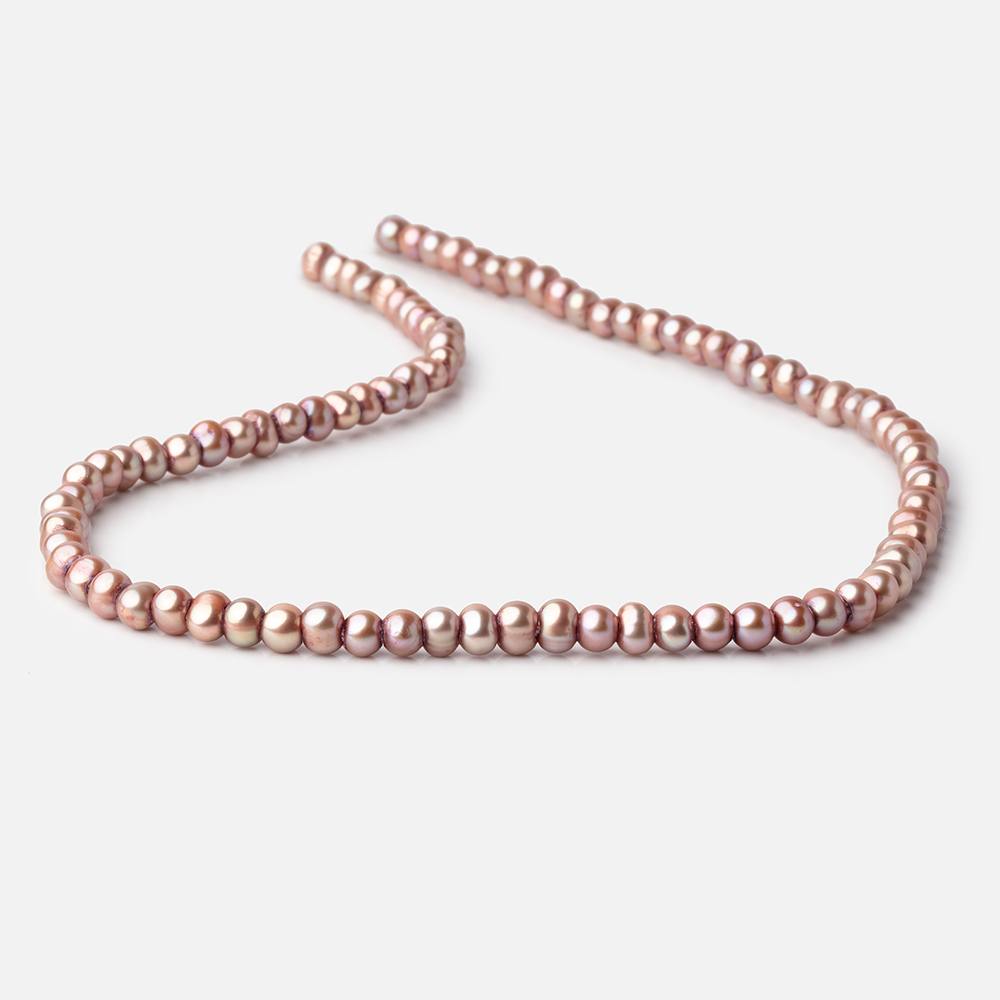 5-6mm Tea Rose Off Round 2.5mm Large Hole Pearls 95 Beads