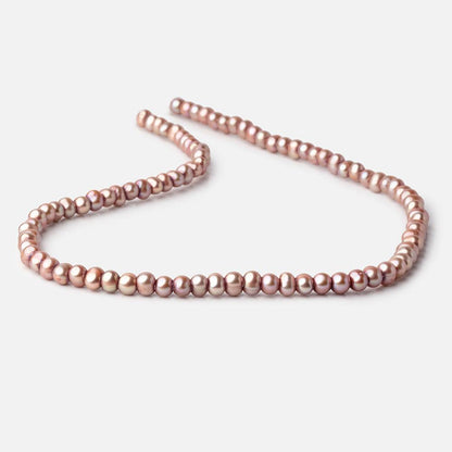 5-6mm Tea Rose Off Round 2.5mm Large Hole Pearls 95 Beads