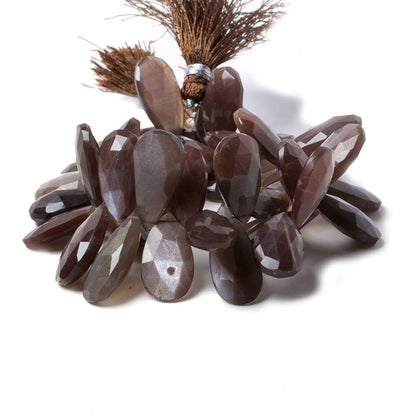 19.5x11-25.6x11mm Chocolate Moonstone faceted pear beads 8 inch 41 pcs