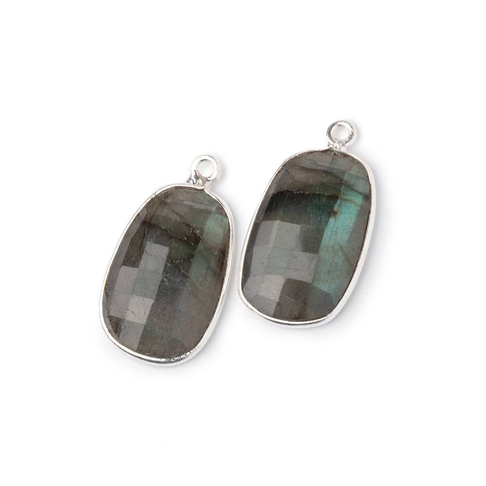 19.5x13mm .925 Silver Bezel Labradorite Faceted Freeform Set of 2 Pendants
