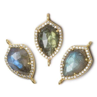 19.5x15mm Vermeil Bezel CZ and Labradorite Shield Connector 1 focal piece