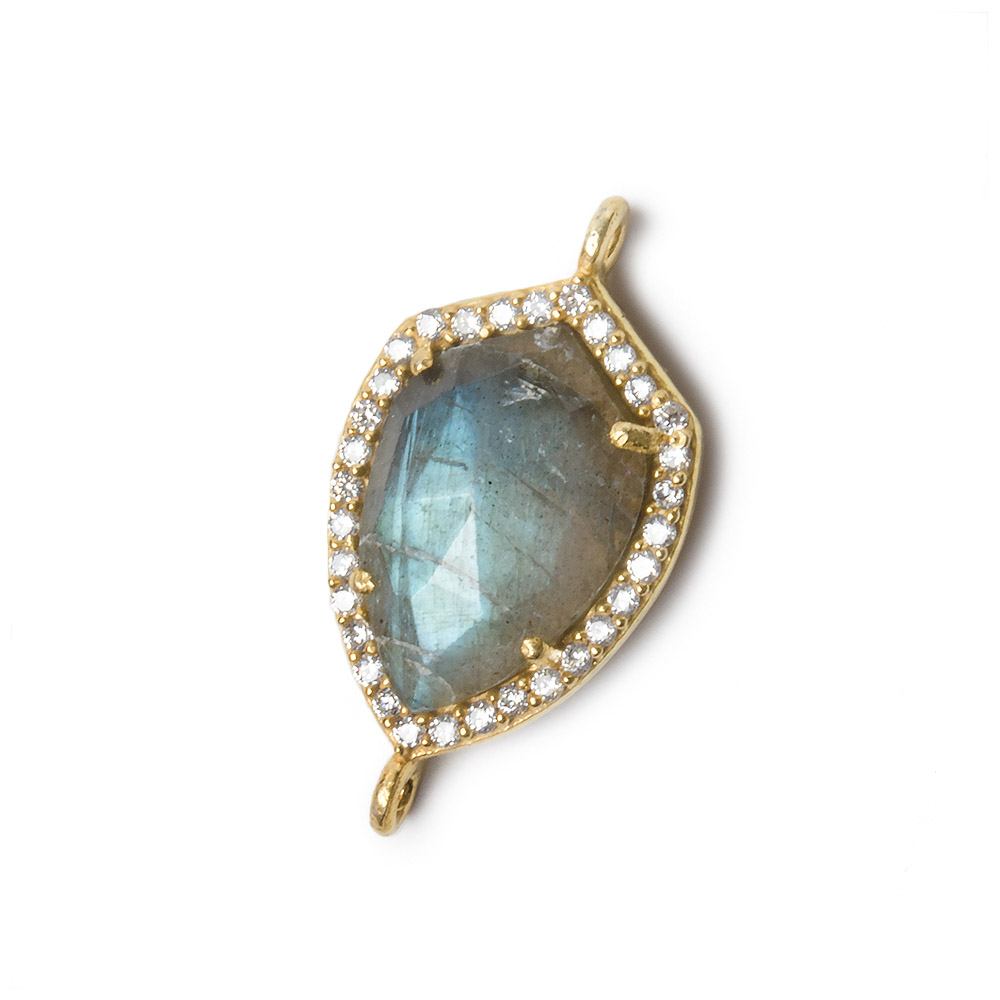 19.5x15mm Vermeil Bezel CZ and Labradorite Shield Connector 1 focal piece