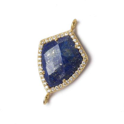 19.5x15mm Gold Bezel White CZ and Lapis Lazuli Shield Connector 1 focal piece