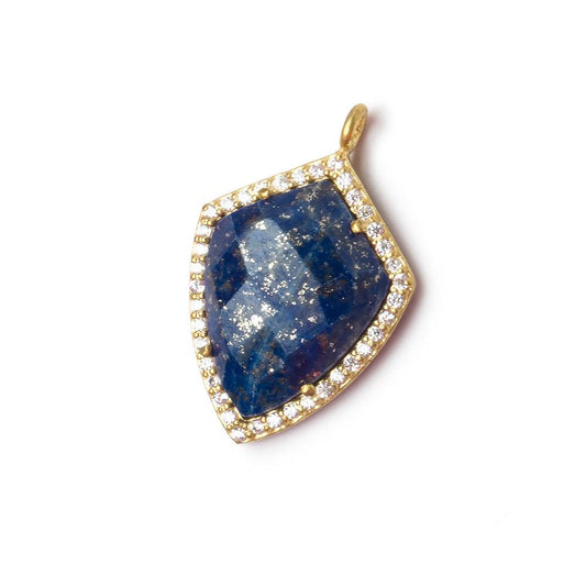 19.5x15mm Vermeil Bezel White CZ and Lapis Lazuli Shield Pendant 1 focal piece