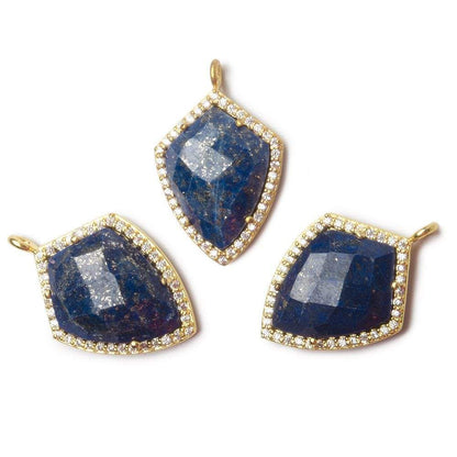 19.5x15mm Vermeil Bezel White CZ and Lapis Lazuli Shield Pendant 1 focal piece