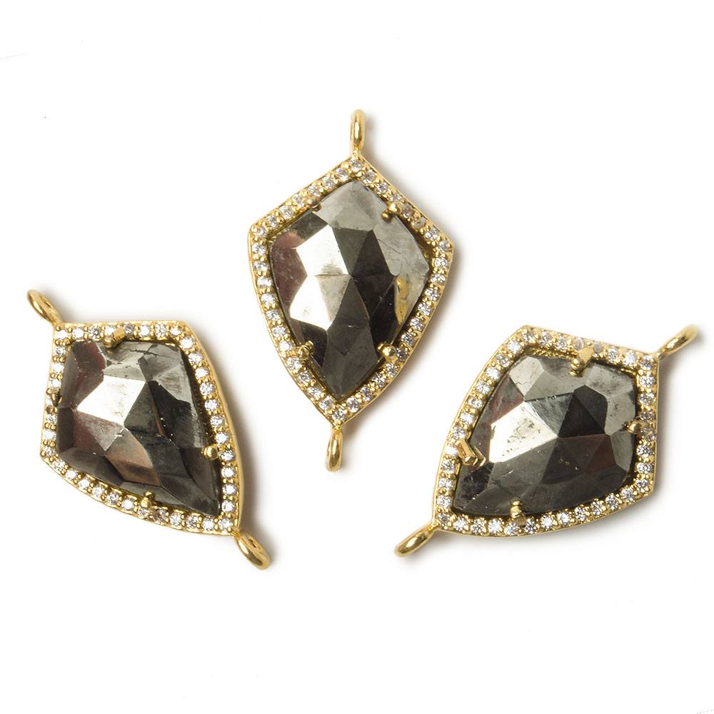 19.5x15mm Vermeil Bezel White CZ and Pyrite Shield Connector 1 focal piece
