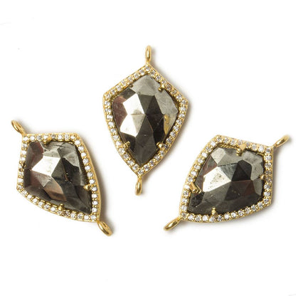 19.5x15mm Vermeil Bezel White CZ and Pyrite Shield Connector 1 focal piece