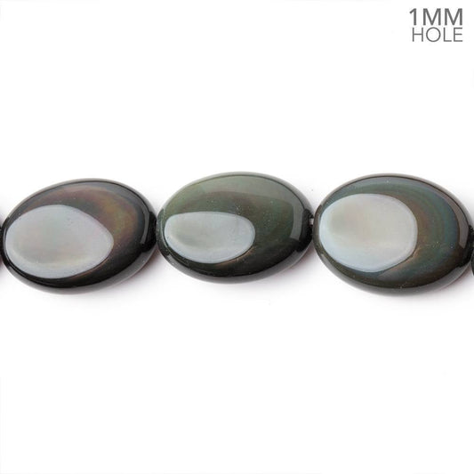 19.5x15mm Rainbow Obsidian Plain Oval 16 inch 21 Beads 1mm Hole AAA