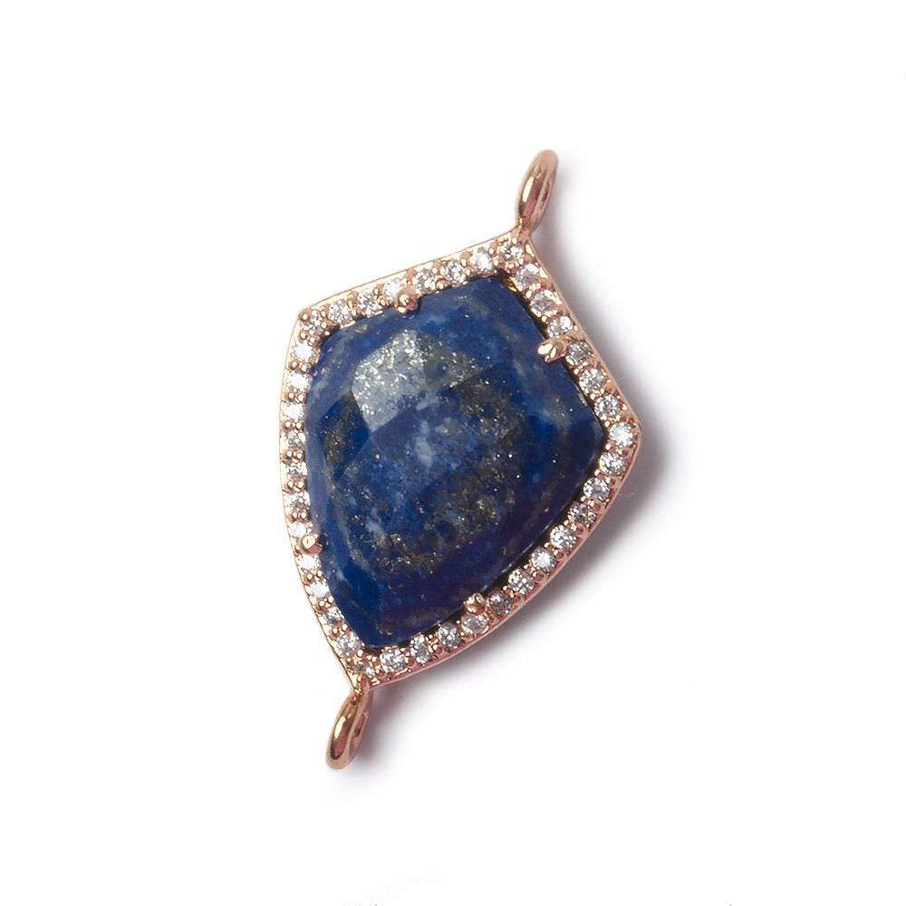 19.5x15mm Rose Gold Bezel White CZ and Lapis Lazuli Shield Connector 1 focal piece