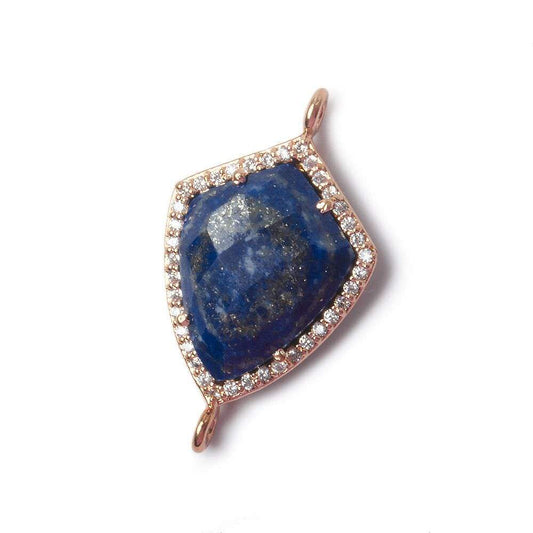 19.5x15mm Rose Gold Bezel White CZ and Lapis Lazuli Shield Connector 1 focal piece