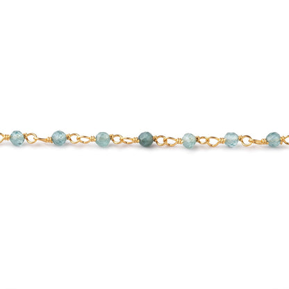 2.5mm Indicolite Tourmaline micro faceted rounds on Vermeil Chain