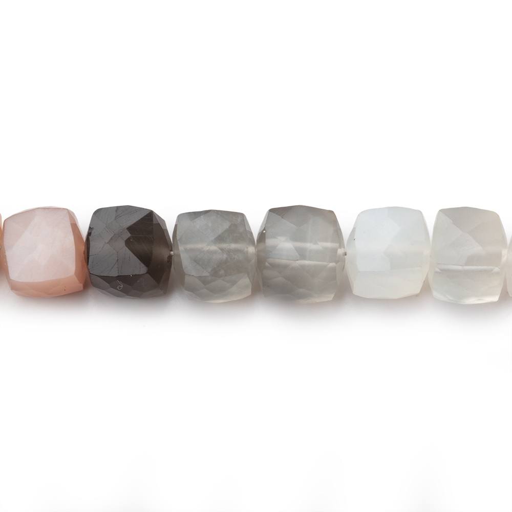 6-7mm Multi Color Moonstone Faceted Cubes 8 inches 28 Beads