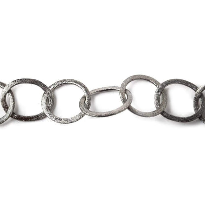 19mm-22x18mm Black Gold Plated Brushed Round & Oval Link Chain by the foot