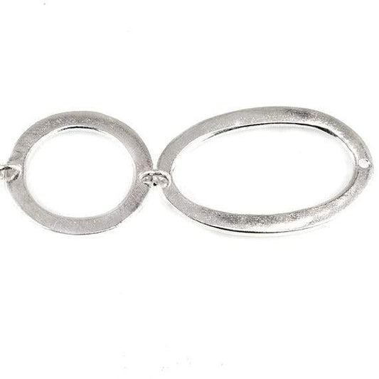 19mm & 29x19mm Sterling Silver plated Copper Hammered Circle and Oval Beads 11 pieces*DISCONTINUED*