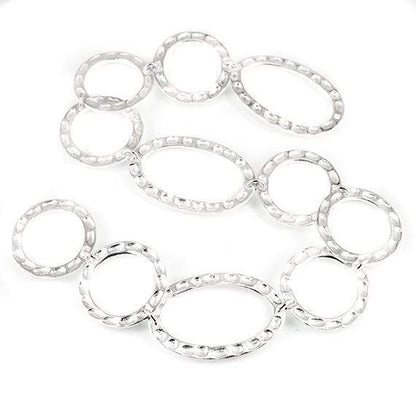 19mm & 29x19mm Sterling Silver plated Copper Hammered Circle and Oval Beads 11 pieces*DISCONTINUED*
