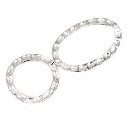 19mm & 29x19mm Sterling Silver plated Copper Hammered Circle and Oval Beads 2 pieces*DISCONTINUED*