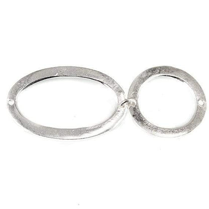 19mm & 29x19mm Sterling Silver plated Copper Hammered Circle and Oval Beads 2 pieces*DISCONTINUED*