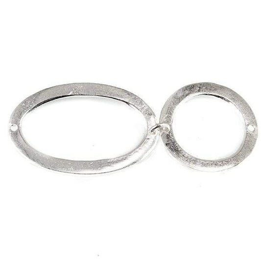 19mm & 29x19mm Sterling Silver plated Copper Hammered Circle and Oval Beads 2 pieces*DISCONTINUED*