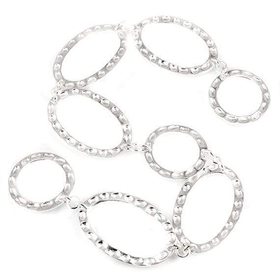 19mm & 29x19mm Sterling Silver plated Copper Hammered Circle and Oval Beads 8 pieces *DISCONTINUED*