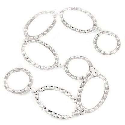 19mm & 29x19mm Sterling Silver plated Copper Hammered Circle and Oval Beads 8 pieces *DISCONTINUED*