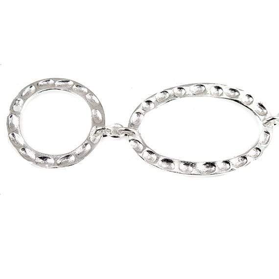 19mm & 29x19mm Sterling Silver plated Copper Hammered Circle and Oval Beads 8 pieces *DISCONTINUED*