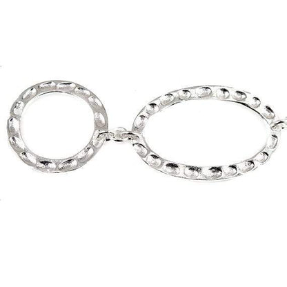 19mm & 29x19mm Sterling Silver plated Copper Hammered Circle and Oval Beads 8 pieces *DISCONTINUED*