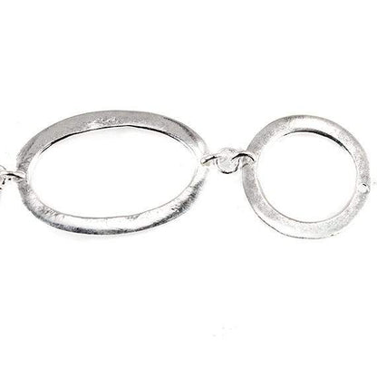 19mm & 29x19mm Sterling Silver plated Copper Hammered Circle and Oval Beads 8 pieces *DISCONTINUED*