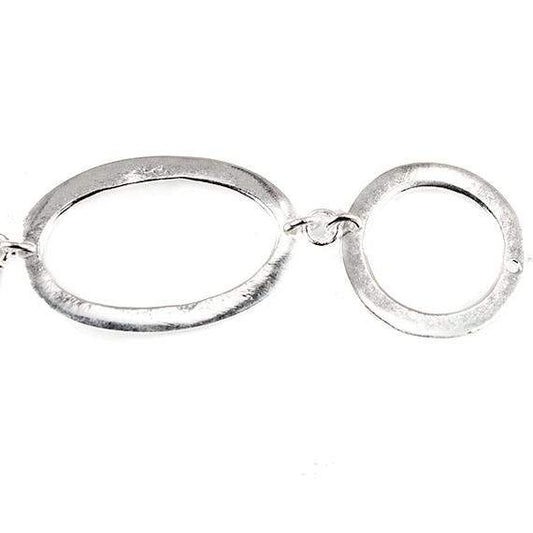 19mm & 29x19mm Sterling Silver plated Copper Hammered Circle and Oval Beads 8 pieces *DISCONTINUED*